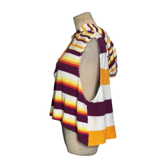 BDG colorful vibrant striped slouchy knit hoodie sweater Vest Size XS - Picture 6 of 14